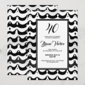 Jazzy Black & White Wavy Zebra Stripes Invitation Kaart (Voorkant / Achterkant)