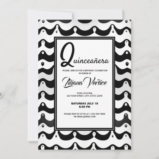 Jazzy Black & White Wavy Zebra Stripes Kaart (Voorkant)