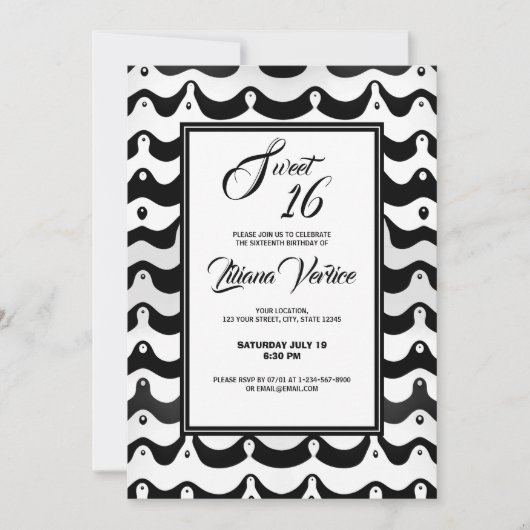 Jazzy Black & White Wavy Zebra Stripes Kaart (Voorkant)