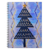 Jazzy Blauw en Gouden Kerstboom  Stijl Notitieboek (Voorkant)