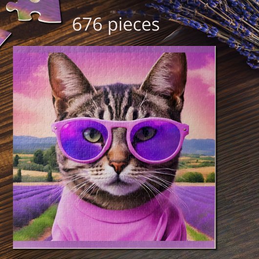 Jazzy cat - lavendelveld legpuzzel