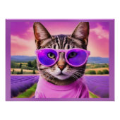 Jazzy cat - lavendelveld perfect poster (Voorkant)