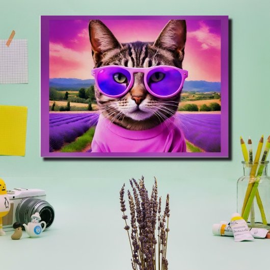 Jazzy cat - lavendelveld perfect poster