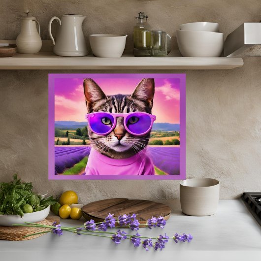 Jazzy cat - lavendelveld poster