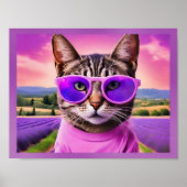 Jazzy cat - lavendelveld poster (Voorkant)