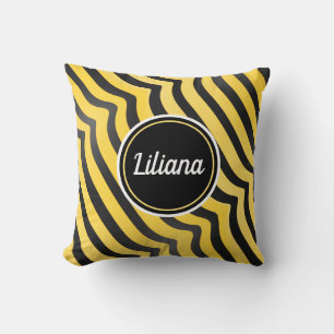 Jazzy Cute Black en Yellow Striped Bumblebee Kussen