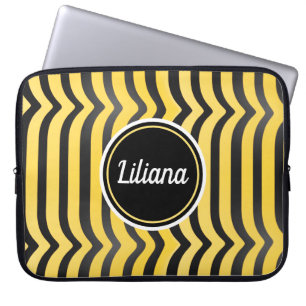 Jazzy Cute Black en Yellow Striped Bumblebee Laptop Sleeve