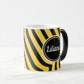 Jazzy Cute Black en Yellow Striped Bumblebee Magische Mok (Voorkant rechts)