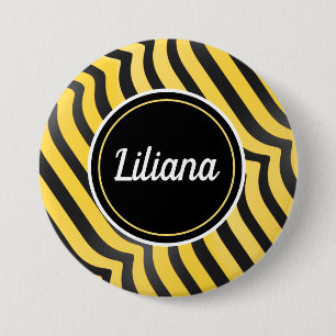 Jazzy Cute Black en Yellow Striped Bumblebee Ronde Button 7,6 Cm