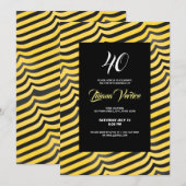 Jazzy Cute Black & Yellow Striped Bumblebee Invita Kaart (Voorkant / Achterkant)