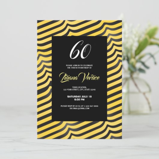 Jazzy Cute Black & Yellow Striped Bumblebee Kaart (Staand voorkant)