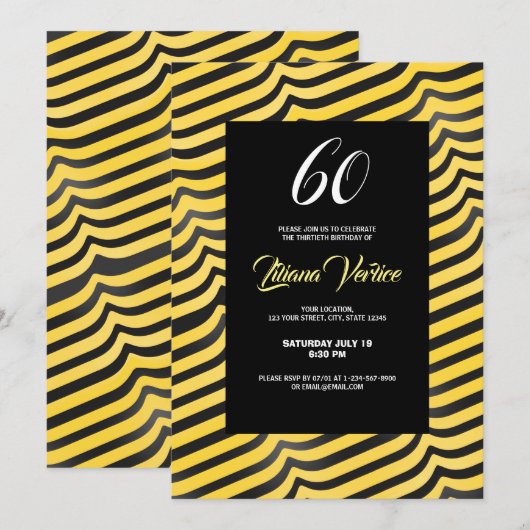 Jazzy Cute Black & Yellow Striped Bumblebee Kaart (Voorkant / Achterkant)