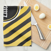 Jazzy Cute Black & Yellow Striped Bumblebee Theedoek (Quarter Fold)