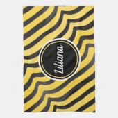 Jazzy Cute Black & Yellow Striped Bumblebee Theedoek (Verticaal)