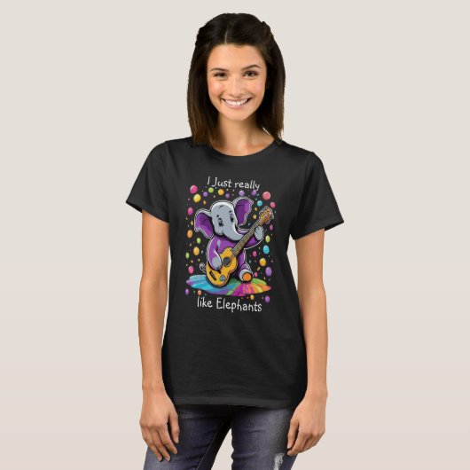 Jazzy Elephant Serenade Verjaardag T-shirt (Voorkant volledig)