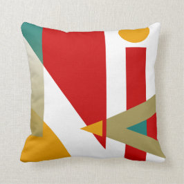 Jazzy Geometric Pattern | blauwgroen wit rood goud Kussen