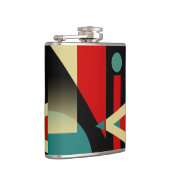 Jazzy Geometric Pattern | blauwgroen zwart beige Heupfles (Rechts)