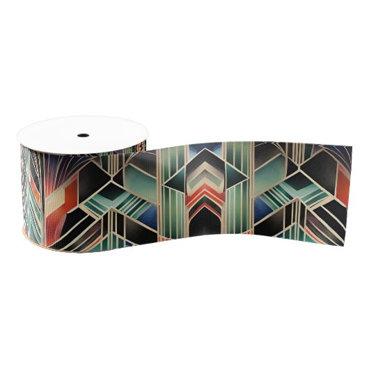 Jazzy geometrische elegante klassieke Boho geometr Grosgrain Lint (Spoel)