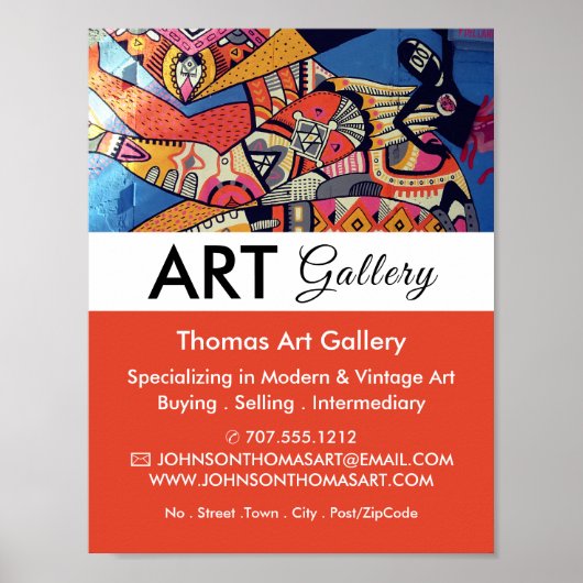 Jazzy Graffiti Kunst, Kunsthandelaar, Galerij Adve Poster (Voorkant)