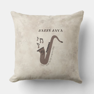 Jazzy Java-Coffee Beans-Saxofoon- Kussen