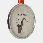 Jazzy Java-Coffee Beans-Saxofoon- Metalen Ornament (Rechts)