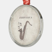 Jazzy Java-Coffee Beans-Saxofoon- Metalen Ornament (Links)