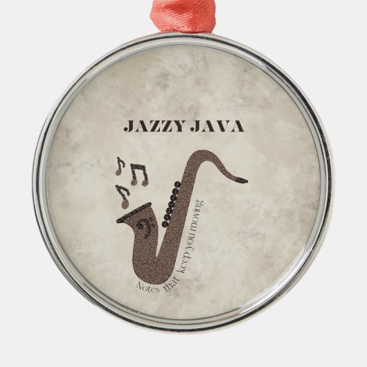 Jazzy Java-Coffee Beans-Saxofoon- Metalen Ornament (Voorkant)