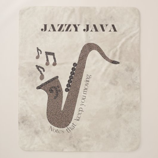 Jazzy Java-Coffee Beans-Saxofoon- Sherpa Deken (Voorkant)