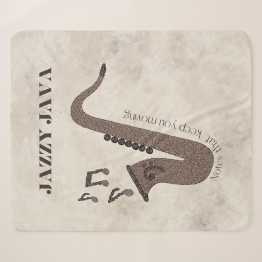 Jazzy Java-Coffee Beans-Saxofoon- Sherpa Deken (Voorkant (horizontaal))