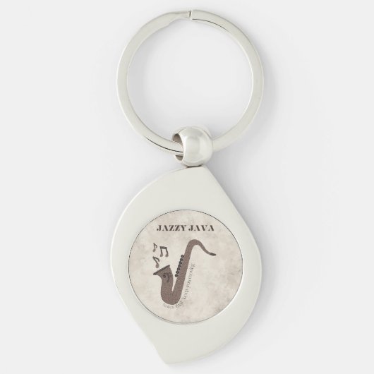 Jazzy Java-Coffee Beans-Saxofoon- Sleutelhanger (Voorkant)