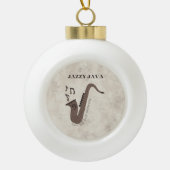 Jazzy Java-Koffiebonen-Saxofoon- Keramische Bal Ornament (Voorkant)