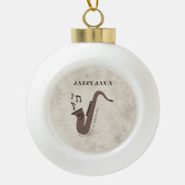 Jazzy Java-Koffiebonen-Saxofoon- Keramische Bal Ornament