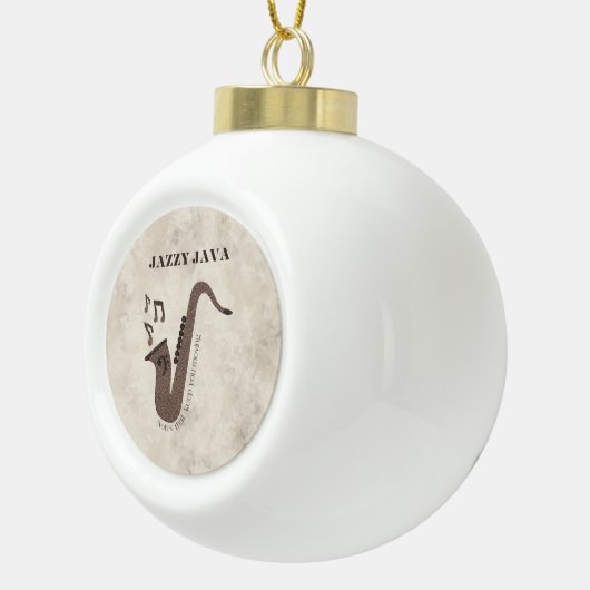 Jazzy Java-Koffiebonen-Saxofoon- Keramische Bal Ornament (Rechts)