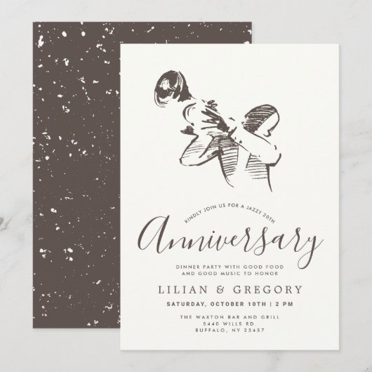 Jazzy Jubileum | Jazz Music Thaise Party Kaart (Voorkant / Achterkant)