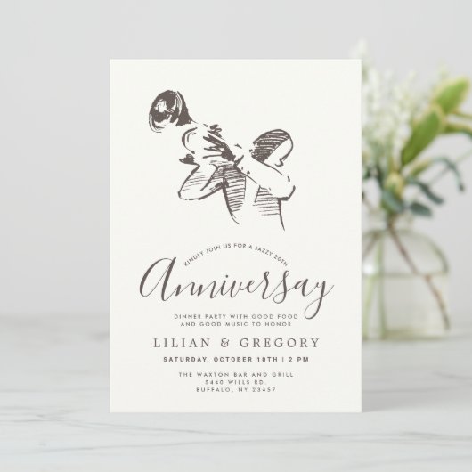 Jazzy Jubileum | Jazz Music Thaise Party Kaart (Staand voorkant)