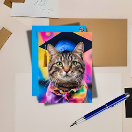 Jazzy Kat afstudeerder pet Feestdagenkaart