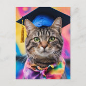 Jazzy Kat afstudeerder pet Feestdagenkaart (Voorkant)