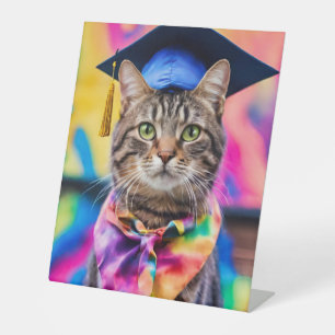 Jazzy Kat afstudeerder pet Reclamebord Met Voetstuk
