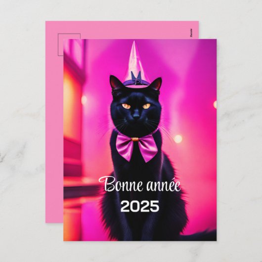 Jazzy Kat - Bonne année Feestdagenkaart (Voorkant / Achterkant)