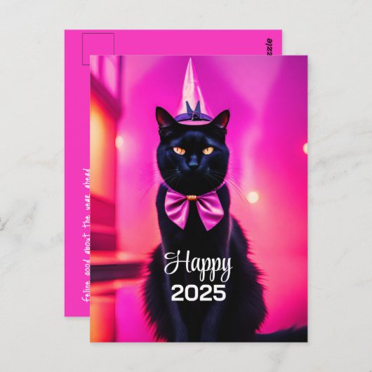 Jazzy Kat - Gelukkig 2025 Briefkaart (Voorkant / Achterkant)