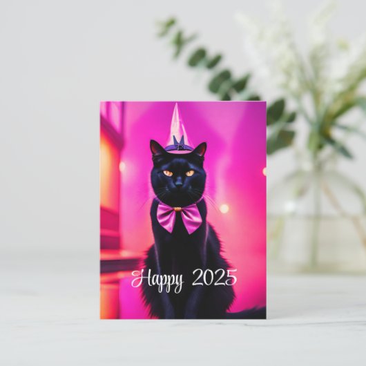 Jazzy Kat - Gelukkig 2025 Feestdagenkaart (Staand voorkant)