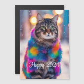 Jazzy Kat in bontjas - Happy 2024 (Voorkant / Achterkant)