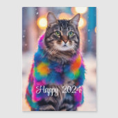 Jazzy Kat in bontjas - Happy 2024 (Voorkant)