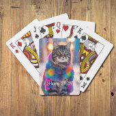 Jazzy Kat in bontjas - Happy 2025 Pokerkaarten