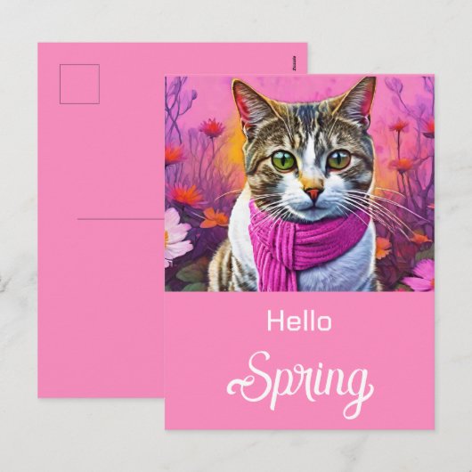 Jazzy Kat in het vroege voorjaar Feestdagenkaart (Voorkant / Achterkant)
