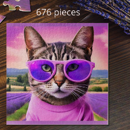 Jazzy kat - - lavendelveld legpuzzel