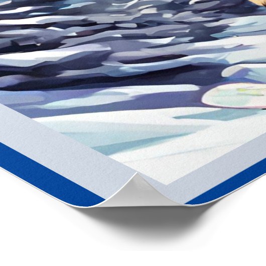 Jazzy kat op een skitocht poster (Hoek)