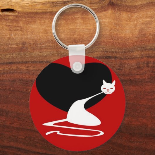 Jazzy Kat (rood) Sleutelhanger (Voorkant)