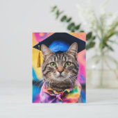 Jazzy Kitty afstudeerhoed Feestdagenkaart (Staand voorkant)