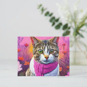 Jazzy Kitty in de vroege lente Briefkaart (Staand voorkant)
